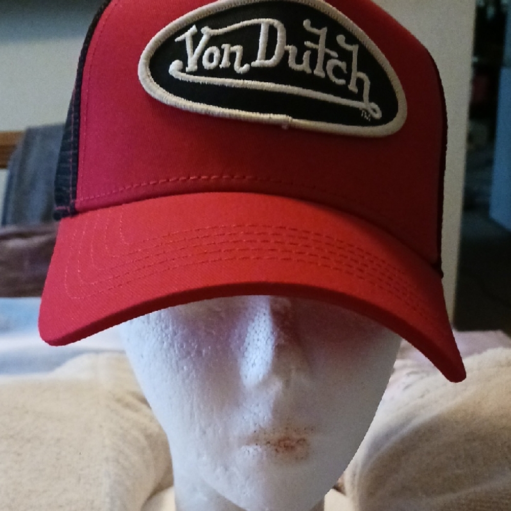 Von Dutch Red and Black Trucker Hat
